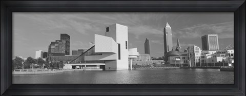 Framed Buildings at the waterfront, Rock And Roll Hall of Fame, Cleveland, Ohio, USA Print