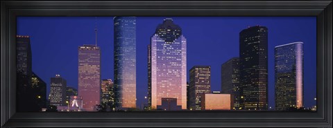 Framed Houston skyscrapers at night, Texas Print