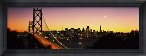Framed San Francisco Bay Bridge with Moon in Sky Print