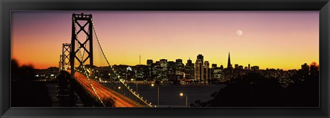 Framed San Francisco Bay Bridge with Moon in Sky Print
