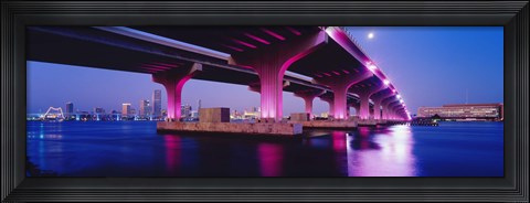 Framed MacArthur Causeway Biscayne Bay Miami FL USA Print