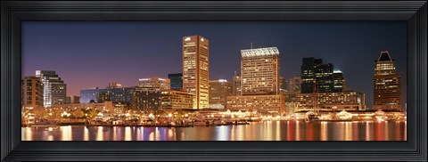 Framed Baltimore Lit Up at Dusk, Maryland Print