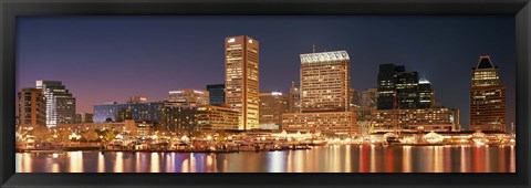 Framed Baltimore Lit Up at Dusk, Maryland Print