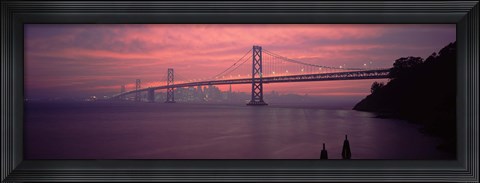 Framed Bridge across a sea, Bay Bridge, San Francisco, California, USA Print