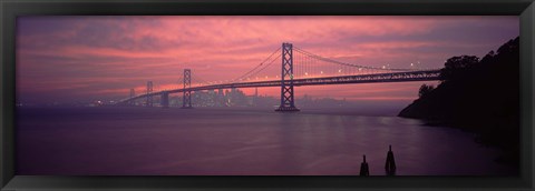 Framed Bridge across a sea, Bay Bridge, San Francisco, California, USA Print