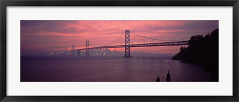 Framed Bridge across a sea, Bay Bridge, San Francisco, California, USA Print