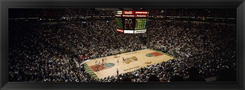 Framed Spectators watching a basketball match, Key Arena, Seattle, King County, Washington State, USA Print