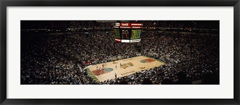 Framed Spectators watching a basketball match, Key Arena, Seattle, King County, Washington State, USA Print