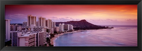 Framed Sunset Honolulu Oahu HI USA Print