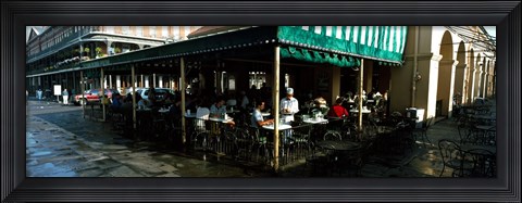 Framed Tourists at a coffee shop, Cafe Du Monde, Decatur Street, French Quarter, New Orleans, Louisiana, USA Print