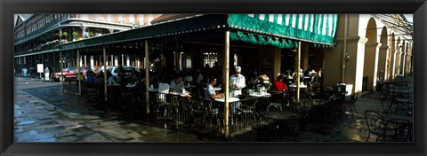 Framed Tourists at a coffee shop, Cafe Du Monde, Decatur Street, French Quarter, New Orleans, Louisiana, USA Print