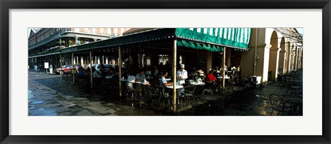 Framed Tourists at a coffee shop, Cafe Du Monde, Decatur Street, French Quarter, New Orleans, Louisiana, USA Print