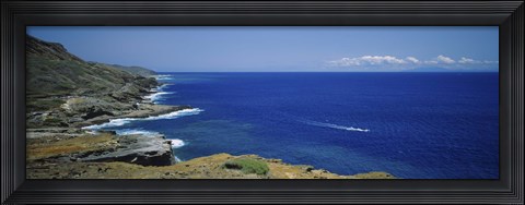 Framed High angle view of a coastline, Oahu, Hawaii Islands, USA Print