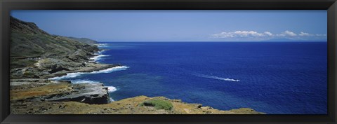 Framed High angle view of a coastline, Oahu, Hawaii Islands, USA Print
