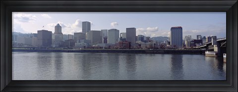 Framed Skyscrapers along the river, Portland, Oregon, USA Print