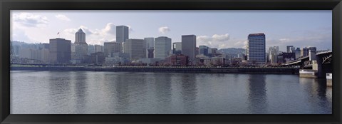 Framed Skyscrapers along the river, Portland, Oregon, USA Print