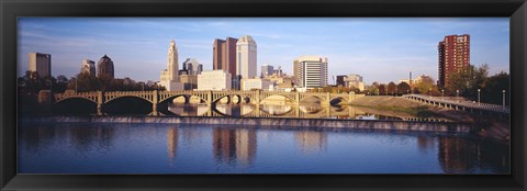 Framed Bridge across a river, Scioto River, Columbus, Ohio, USA Print