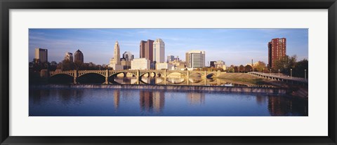 Framed Bridge across a river, Scioto River, Columbus, Ohio, USA Print