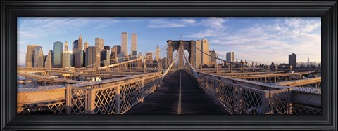 Framed Pedestrian Walkway Brooklyn Bridge New York NY USA Print