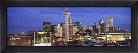 Framed Denver skyline at dusk, Colorado Print