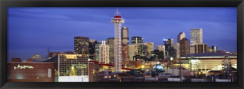 Framed Denver skyline at dusk, Colorado Print