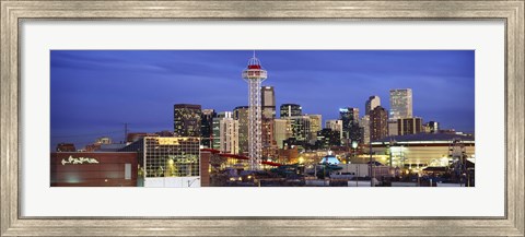 Framed Denver skyline at dusk, Colorado Print
