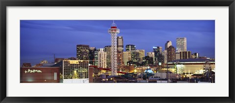 Framed Denver skyline at dusk, Colorado Print