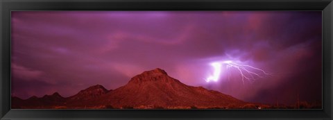 Framed Storm over Tucson AZ Print