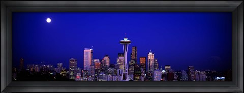Framed Moonrise, Seattle, Washington State, USA Print