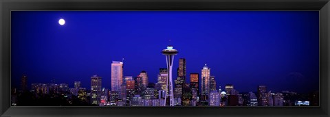 Framed Moonrise, Seattle, Washington State, USA Print