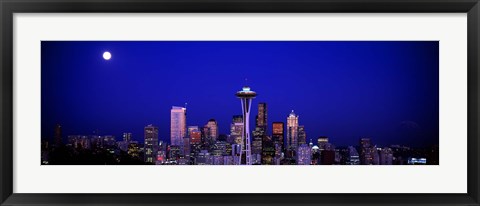 Framed Moonrise, Seattle, Washington State, USA Print