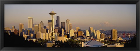 Framed High angle view of buildings in a city, Seattle, Washington State, USA Print