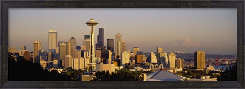 Framed High angle view of buildings in a city, Seattle, Washington State, USA Print