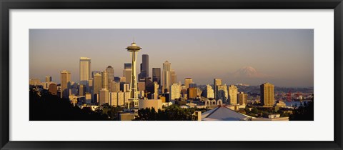 Framed High angle view of buildings in a city, Seattle, Washington State, USA Print