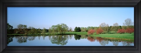 Framed Pond at a golf course, Towson Golf And Country Club, Towson, Baltimore County, Maryland, USA Print