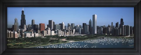 Framed Chicago Skyline with Water Print
