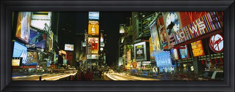 Framed Neon boards in a city lit up at night, Times Square, New York City, New York State, USA Print