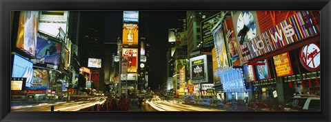 Framed Neon boards in a city lit up at night, Times Square, New York City, New York State, USA Print