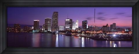 Framed Night Skyline Miami FL USA Print
