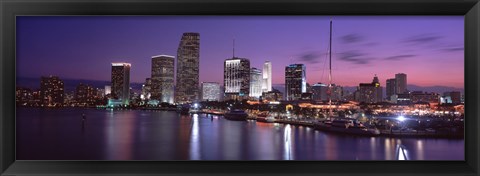 Framed Night Skyline Miami FL USA Print