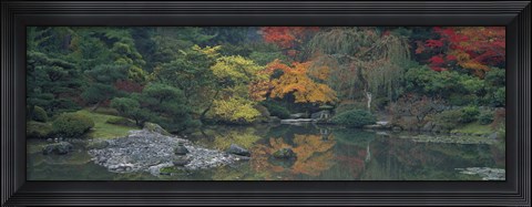 Framed Pond view in the Japanese Garden Seattle WA Print