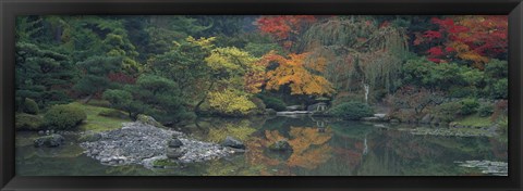 Framed Pond view in the Japanese Garden Seattle WA Print