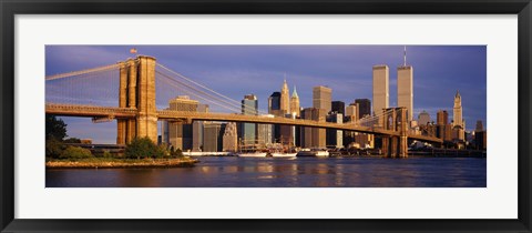 Framed Bridge over a river, Brooklyn Bridge, Manhattan, New York City, New York State, USA Print