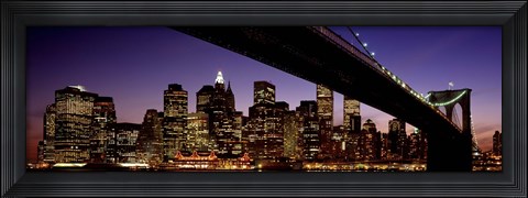 Framed Night Brooklyn Bridge Skyline New York City NY USA Print