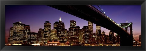 Framed Night Brooklyn Bridge Skyline New York City NY USA Print