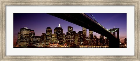 Framed Night Brooklyn Bridge Skyline New York City NY USA Print