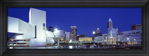 Framed Buildings lit up, Cleveland, Ohio Print