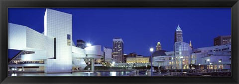 Framed Buildings lit up, Cleveland, Ohio Print