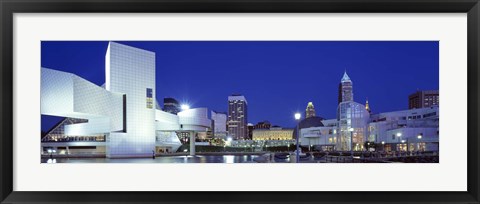 Framed Buildings lit up, Cleveland, Ohio Print