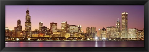 Framed Dusk Skyline Chicago IL USA Print